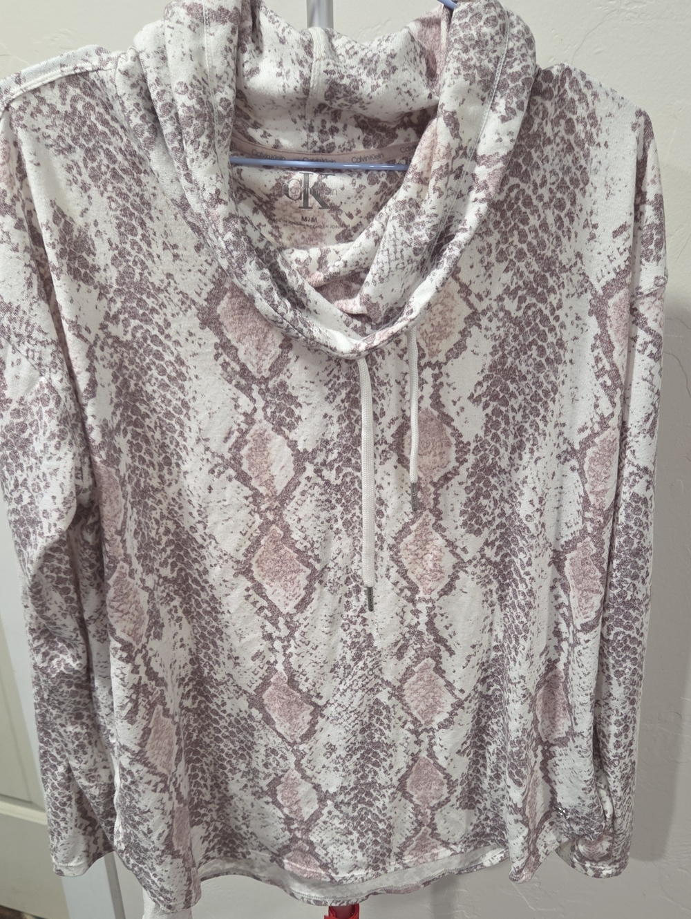 Calvin Klein Blush & Cream Snakeskin Cowl Neck Pullover